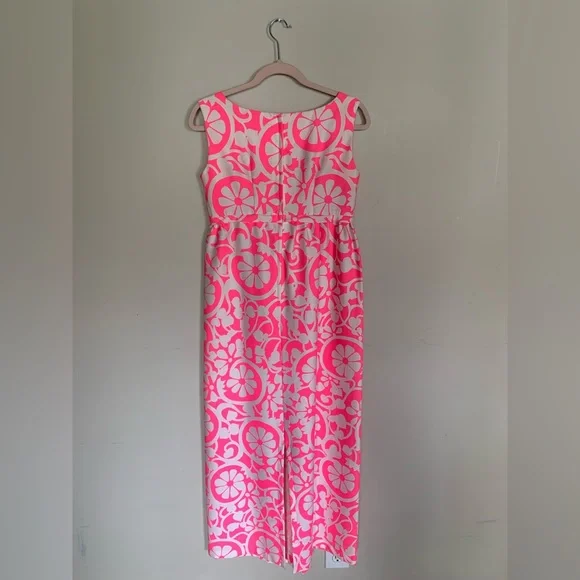 SOLD 🛑 Vintage | 1960’s Hawaiian Textured Cotton Maxi Dress Cotton Pink Floral - Picture 5 of 9
